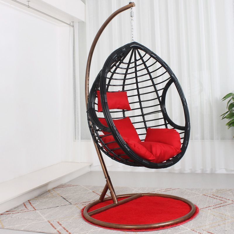 Temperature Uv Resistant Wicker Effect Handwoven Pe Rattan Cocoon Hanging Chair Modern Egg Shaped Outdoor Patio Swing With Stand