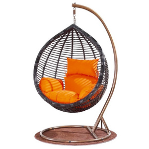 Handcrafted Wicker Like Outdoor Garden Patio All Weather Hardwearing Pe Rattan Cocoon Egg Shaped Hanging Swing Chair With Stand