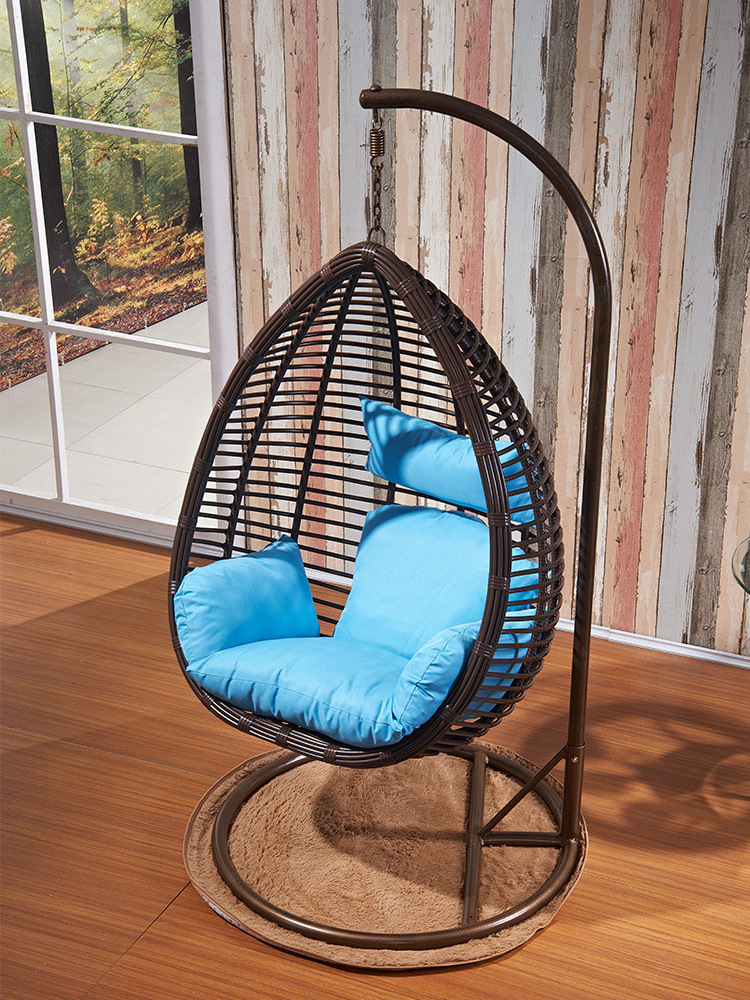 Egg Shaped Garden Patio Swing Heavy Duty Aluminum Frame All Weather Wicker Effect Pe Rattan Outdoor Hanging Chair With Stand