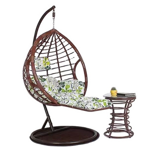 Egg Shaped Garden Patio Swing Heavy Duty Aluminum Frame All Weather Wicker Effect Pe Rattan Outdoor Hanging Chair With Stand