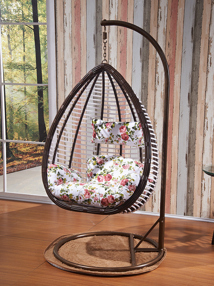 Egg Shaped Garden Patio Swing Heavy Duty Aluminum Frame All Weather Wicker Effect Pe Rattan Outdoor Hanging Chair With Stand