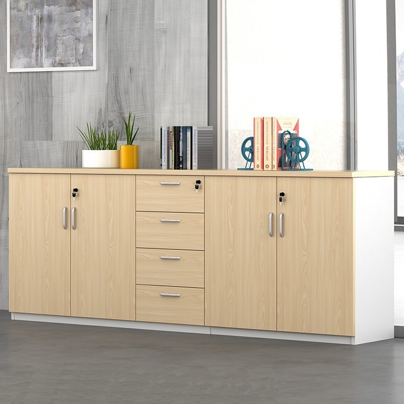 Modular Wooden Office File Storage Organizer 2 Locking Doors 4 Drawers Officeworks Filing Cabinet