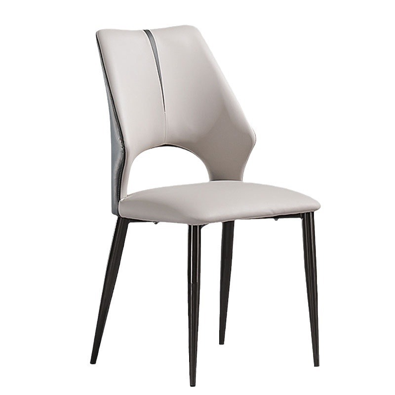 Luxurious Leather Upholstery Modern Curved Winged Back High Dense Foam Padded Comfortable Dining Room Chairs With Metal Legs