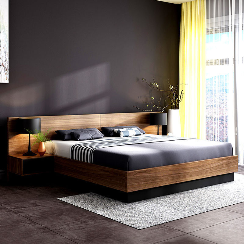 Japanese Style Tatami Bed Frame Modern Solid Wooden Platform Bed With Optional Storage And Nightstand