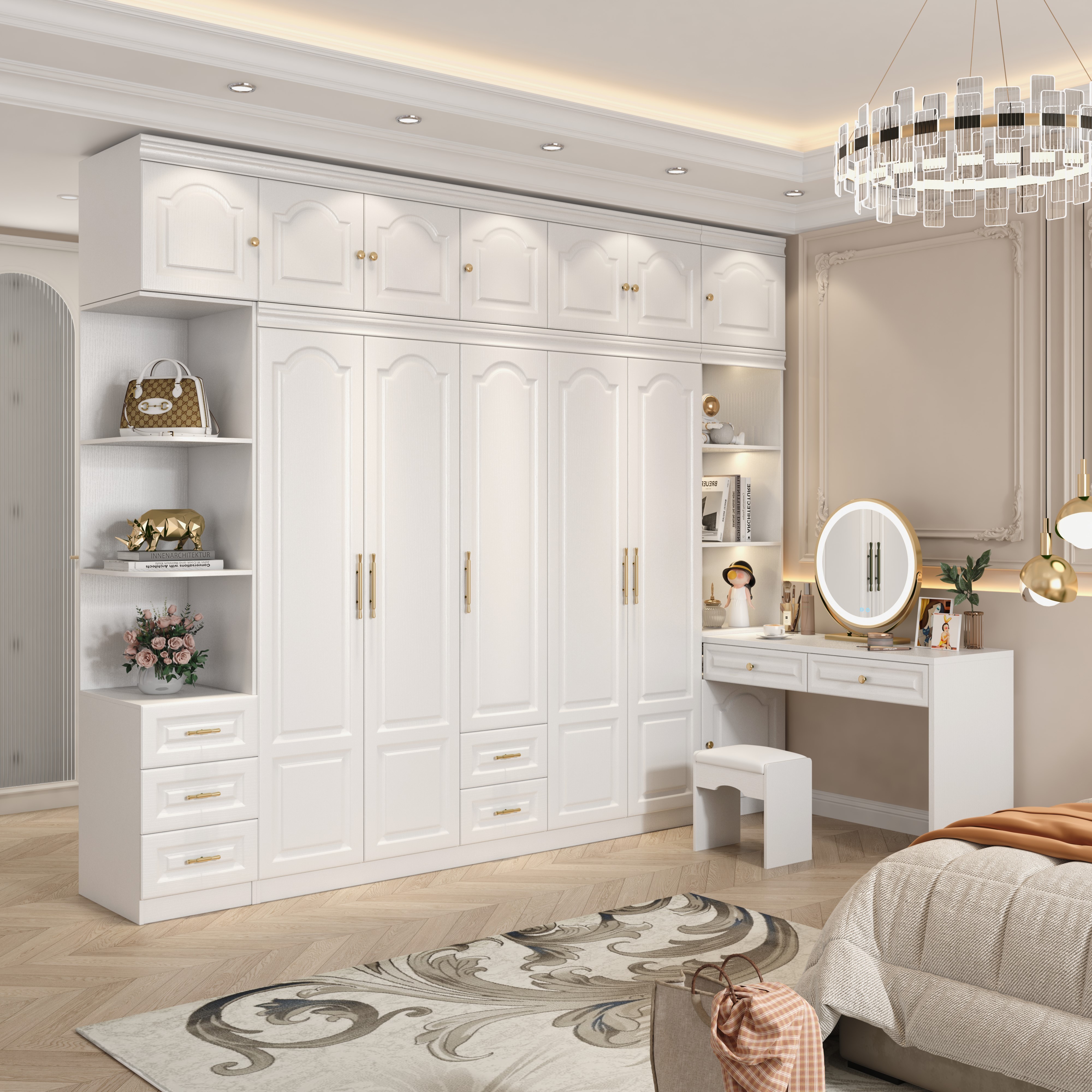 Modern wardrobes furniture luxury armoire simple wooden