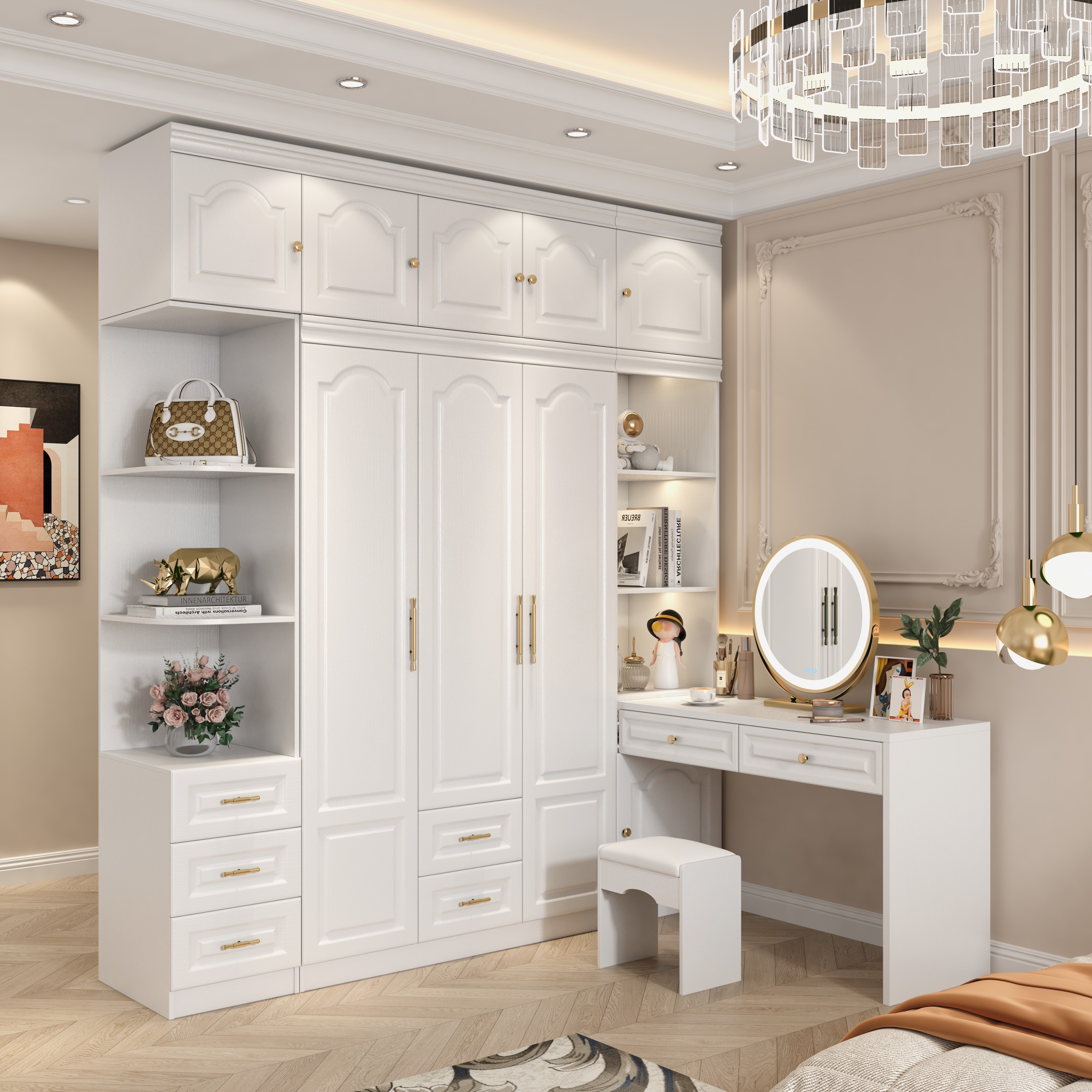 Modern wardrobes furniture luxury armoire simple wooden