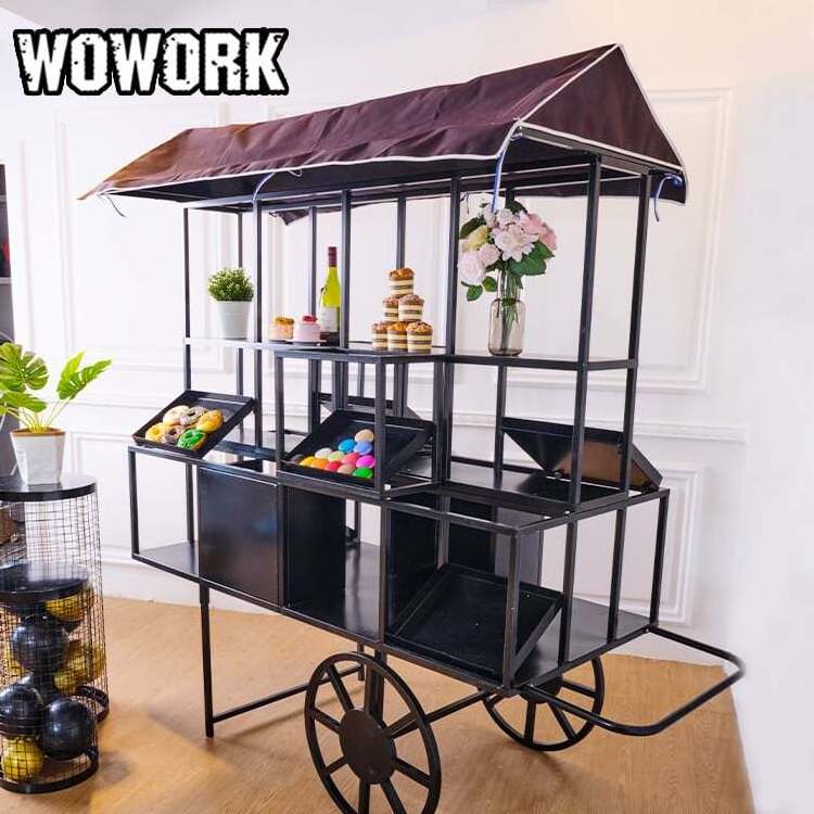 2024 WOWORK hot sales metal iron detachable Candy dessert cake flower Cart for wedding event supplies Birthday party decoration