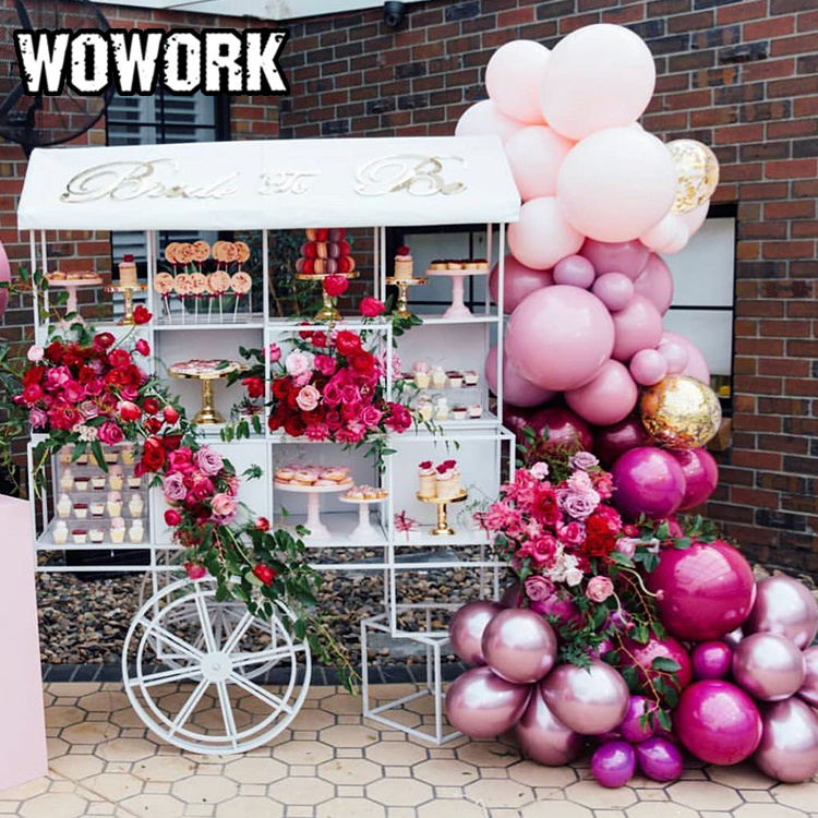 2024 WOWORK fushun DIY 3D Customized design wedding decoration bridal shower wood candy floral cart for baby birthday party