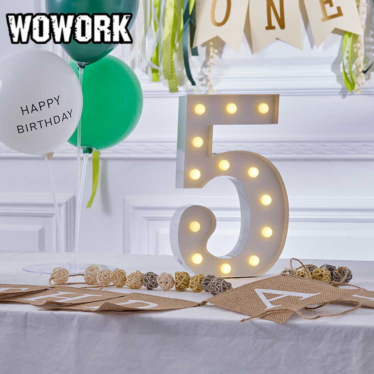 2024 WOWORK fashion window props Christmas led mini house marquee number Letter Table Light for simple birthday decoration