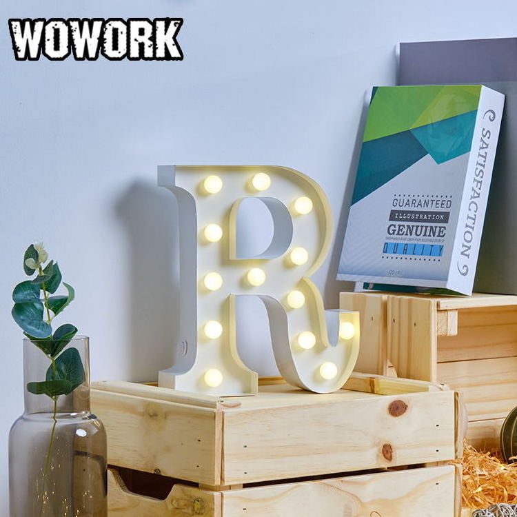 2024 WOWORK fashion window props Christmas led mini house marquee number Letter Table Light for simple birthday decoration