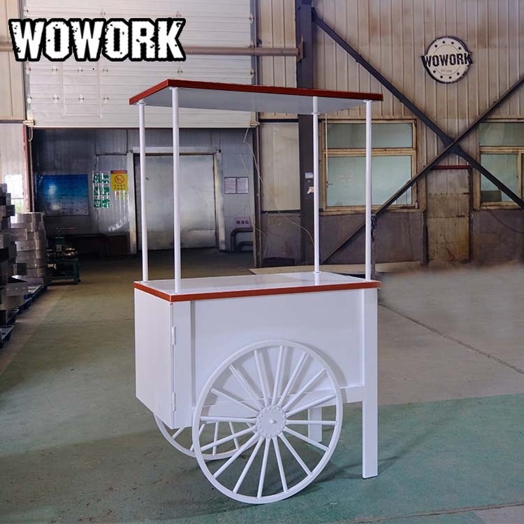 2024 WOWORK detachable metal iron dessert display backdrop candy flower cart with wheels for birthday wedding party decoration