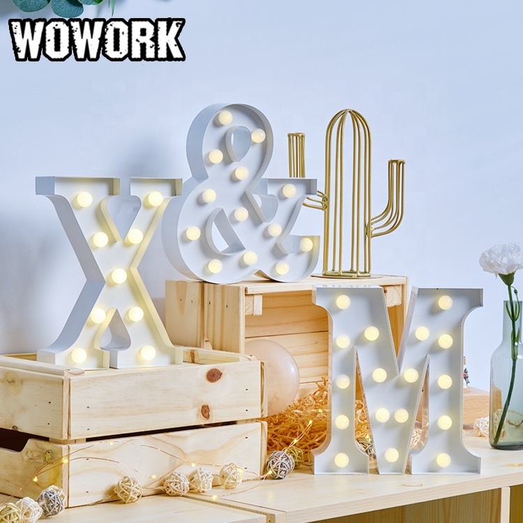 2024 WOWORK customized 3D 3V battery Arabic alphabet shaped light for wall hanging