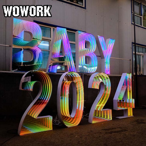 2024 WOWORK outdoor light up RGB infinity mirror letter giant led party lighting 4ft 5ft marquee numbers for birthday party