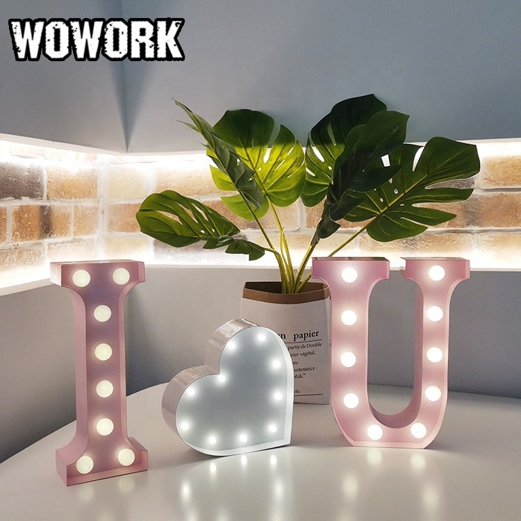 2024 WOWORK ins style Christmas wedding proposal electronic signs metal mini marquee letter lights for home decoration