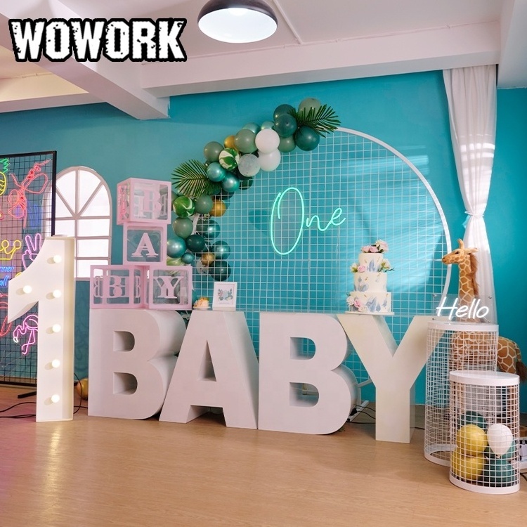 WOWORK Fushun 2024 big metal backdrop party  hall decor for birthday party supplies baby shower other wedding decoration