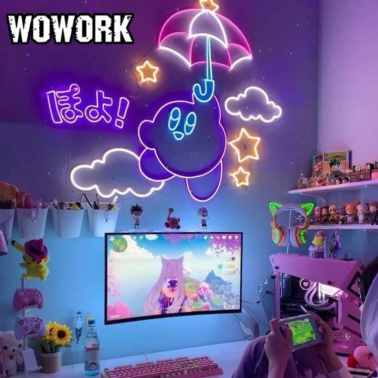 WOWORK Drop Shipping large personalised Customized gaming zone wall decoration led neon sign light for pc game decor