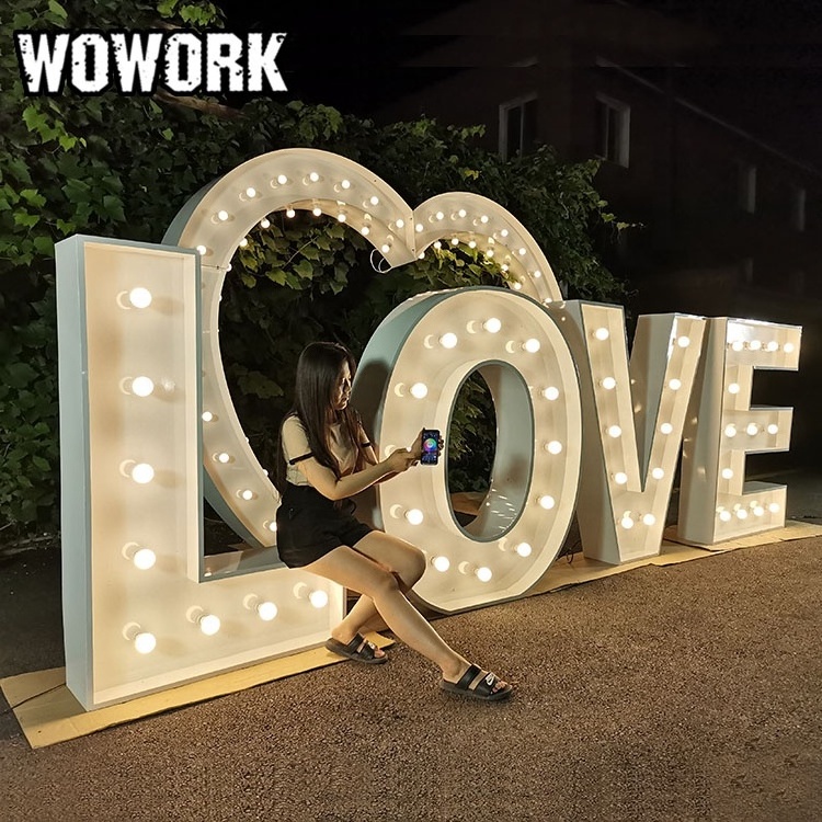 2024 WOWORK  big giant large electronic sign led RGB 4ft 5ft big light up marquee letter number light for event wedding supplies