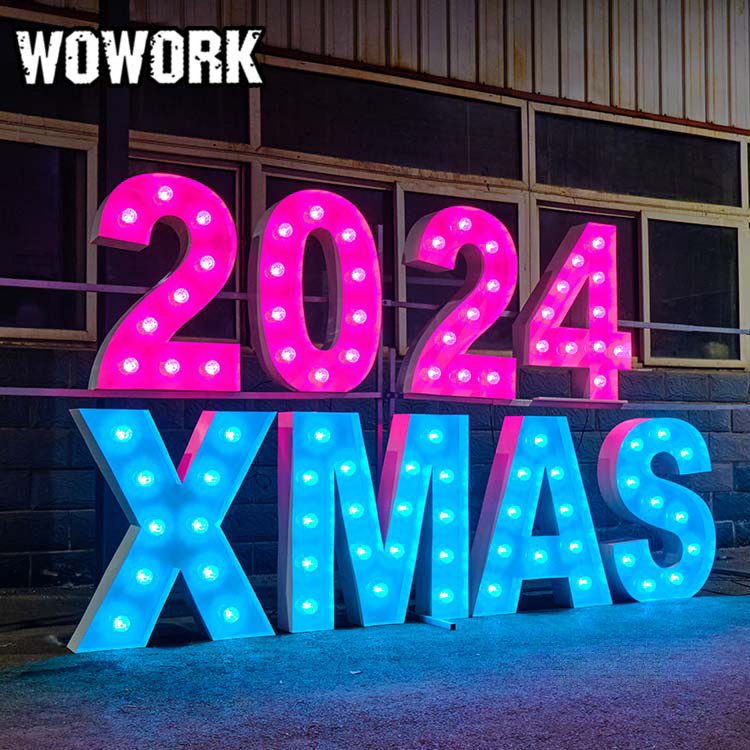 2024 WOWORK outdoor light up RGB infinity mirror letter giant led party lighting 4ft 5ft marquee numbers for birthday party