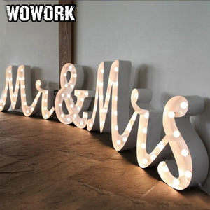 2024 WOWORK wedding decoration light LED LOVE letter lamp Mr and Mrs marquee led light for party backdrops