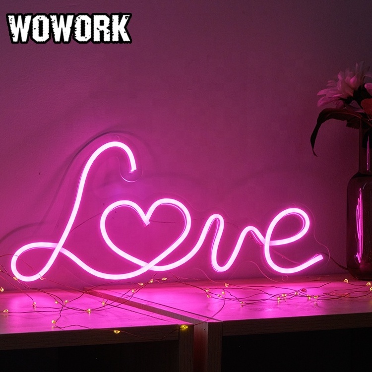 2023 WOWORK 5v USB plug handmade battery powered holiday lighting soft flexible custom neon light for home bedroom decoration