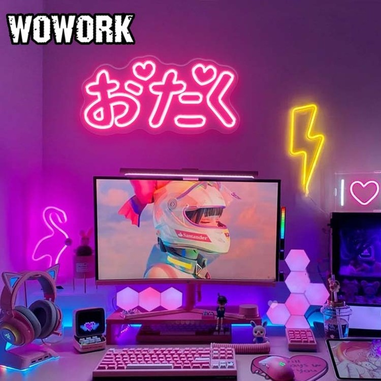 WOWORK Drop Shipping large personalised Customized gaming zone wall decoration led neon sign light for pc game decor