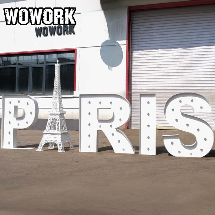 WOWORK factory wholesale giant large 6ft 8ft 10ft PARIS Eiffel Tower with letters light for wedding centerpieces decoration