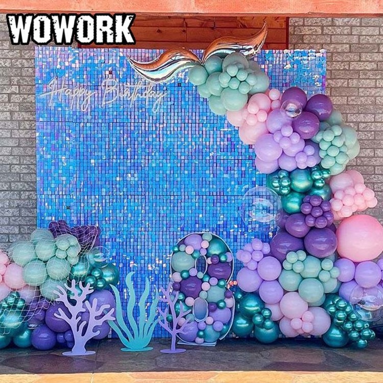 WOWORK Wholesale and Shine sliver glitter shimmer sequin wall panel 30 X backdrop for birthday party D