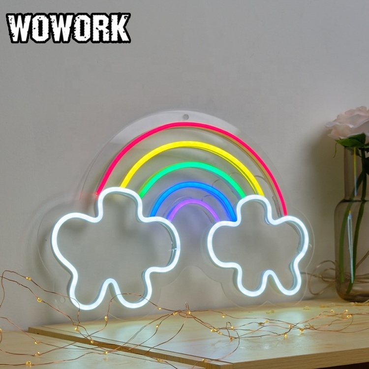 2023 WOWORK 5v USB plug handmade battery powered holiday lighting soft flexible custom neon light for home bedroom decoration