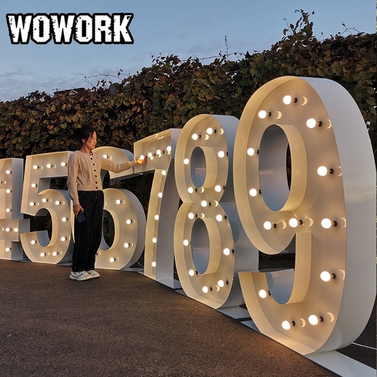 2024 WOWORK  big giant large electronic sign led RGB 4ft 5ft big light up marquee letter number light for event wedding supplies