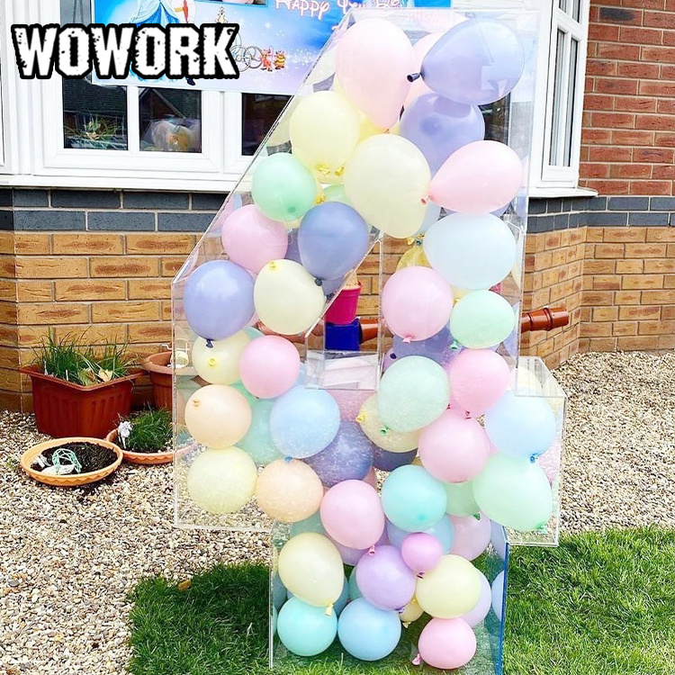 2024 WOWORK 4ft 5ft 6ft  large 3d clear acrylic power numbers balloons fillable plastic letters for wedding decoration