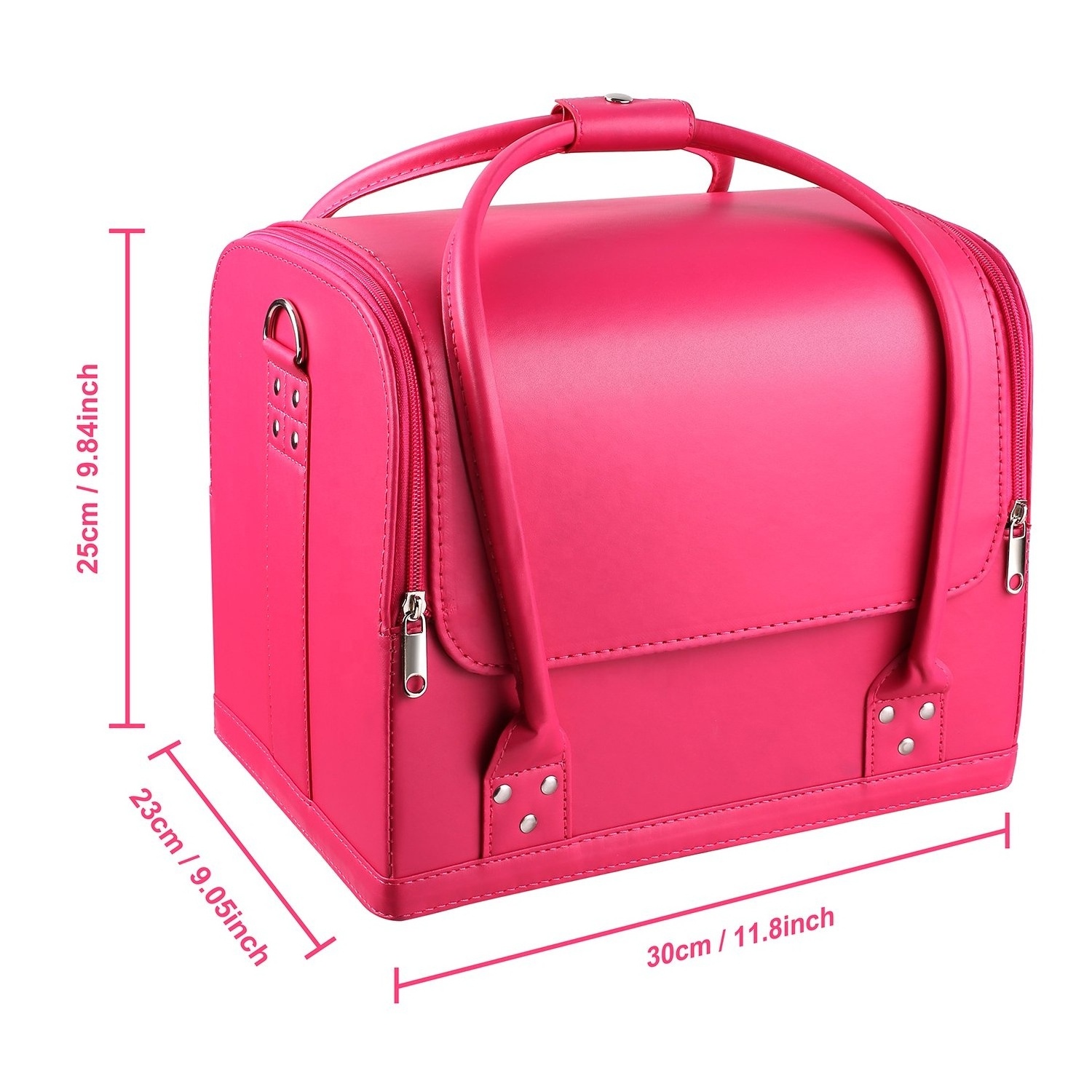 New design PU Leather Cosmetic Makeup Case With Handle Beauty Boxes Hot Selling PU Bag Vanity Grooming Box