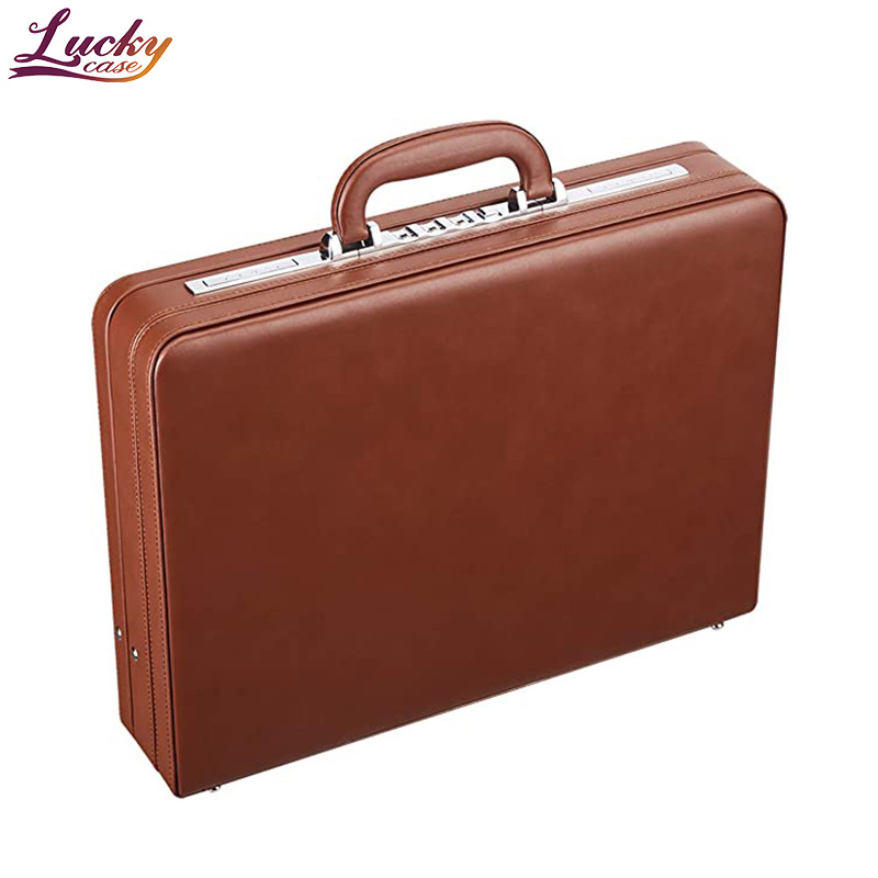 Professional Large Size PU Leather Briefcase with Password Lock for Men and Women Carrying Laptop and Document