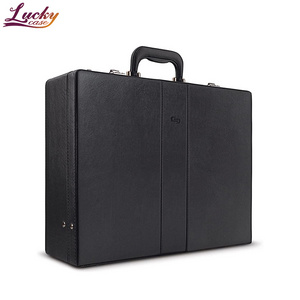 Black Luxury Pu Briefcase Attache Briefcase with Combination Locks Business Attache Case with File Bag