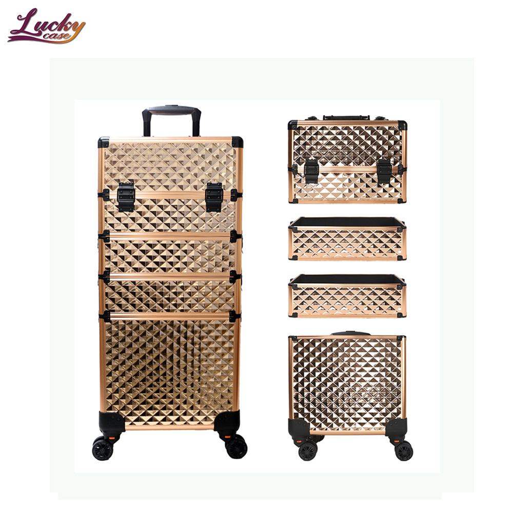 Nail Polish Organizer Rolling Makeup Train Case Manicure Cosmetic Trolley Travel Organizer Nail Case