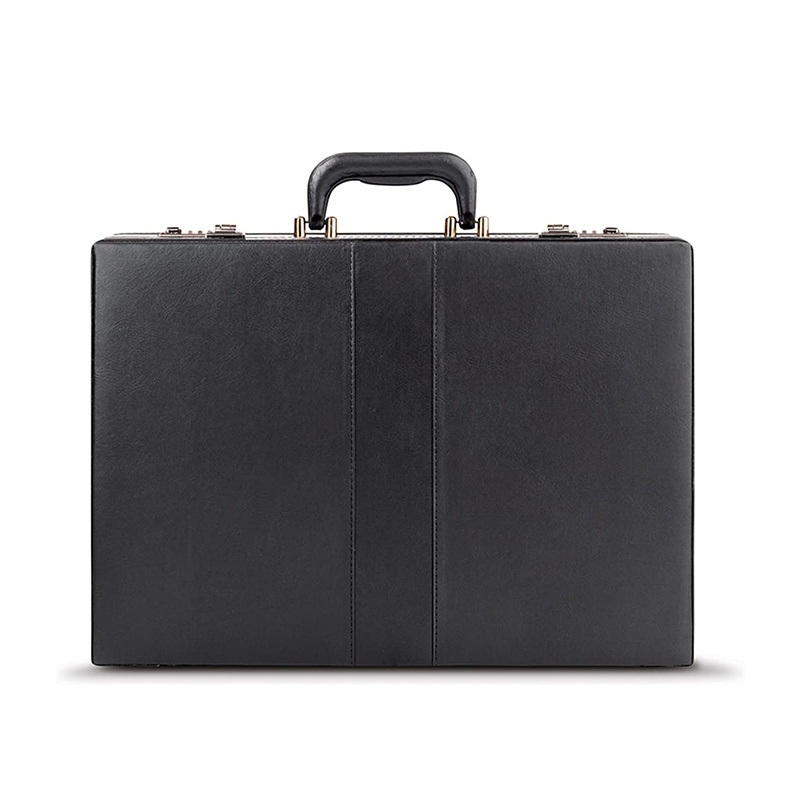 Black Luxury Pu Briefcase Attache Briefcase with Combination Locks Business Attache Case with File Bag