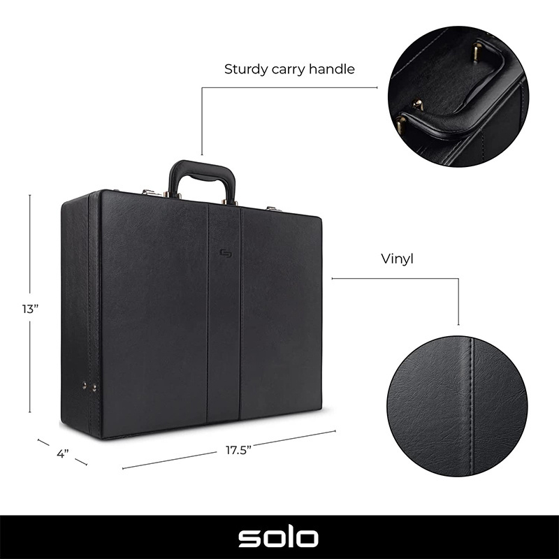 Black Luxury Pu Briefcase Attache Briefcase with Combination Locks Business Attache Case with File Bag