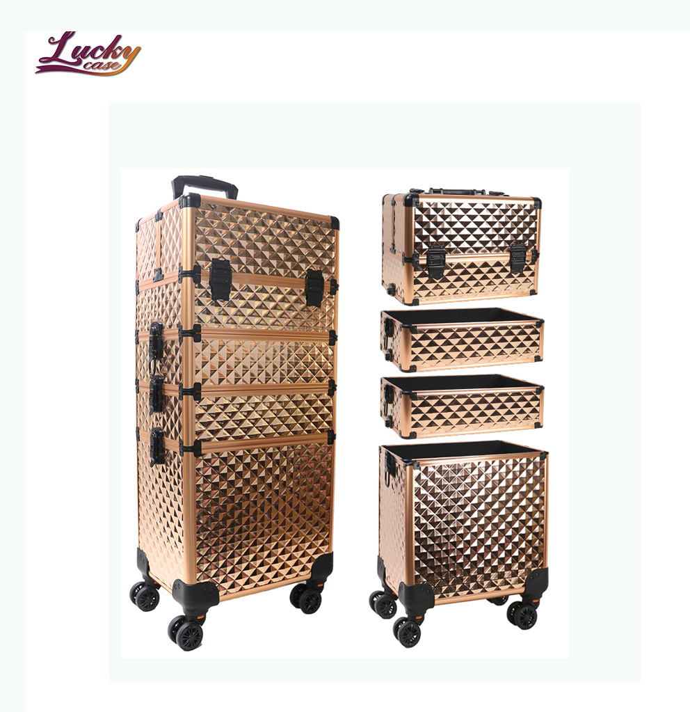 Nail Polish Organizer Rolling Makeup Train Case Manicure Cosmetic Trolley Travel Organizer Nail Case