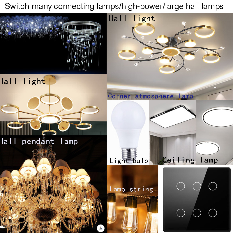 AVATTO Standard Intelligent Touch LED Switch Wifi Graffiti Intelligent Switch Tempered Glass Brazil Panel Black and White 8gang