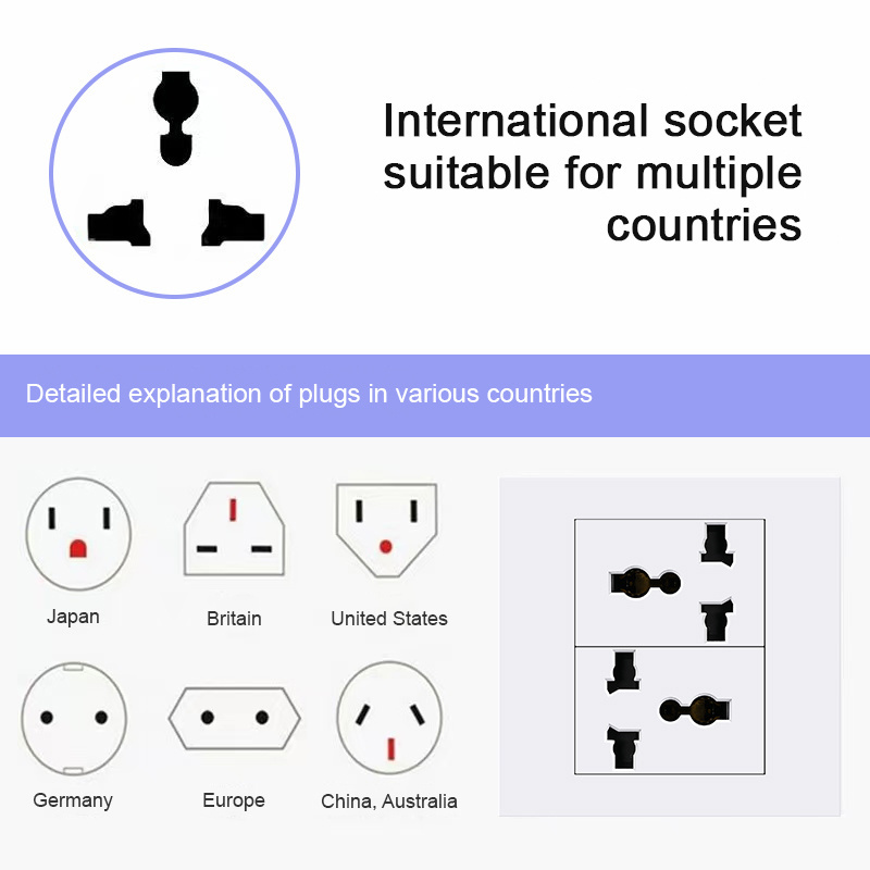 Logo 2 Pole 10 Way Switch 100000times Blank Panel Wall Filling Key, PC Switch Socket, Hotel Home EU Standard 86 Type 1/3 White