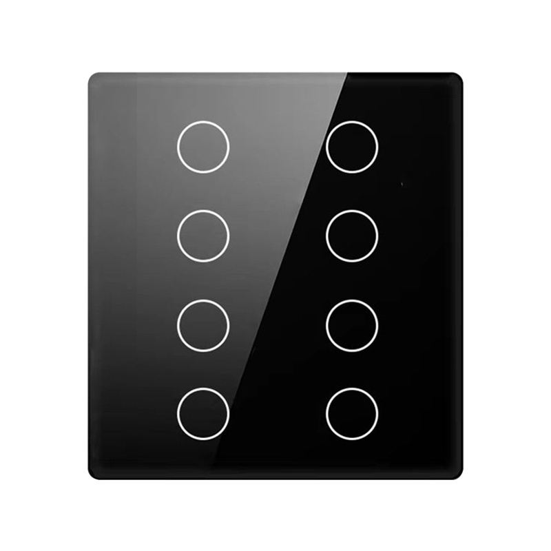 AVATTO Standard Intelligent Touch LED Switch Wifi Graffiti Intelligent Switch Tempered Glass Brazil Panel Black and White 8gang