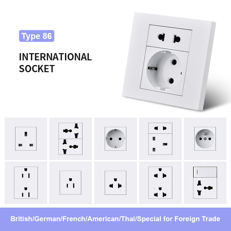 Logo 2 Pole 10 Way Switch 100000times Blank Panel Wall Filling Key, PC Switch Socket, Hotel Home EU Standard 86 Type 1/3 White