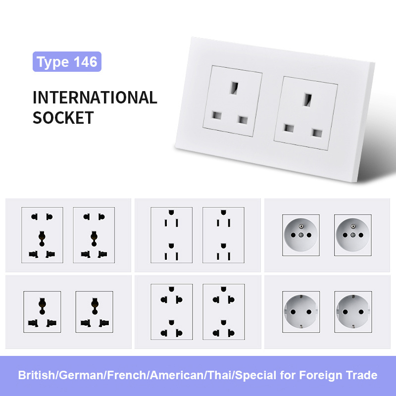 American EU 146 four position 10A wall modern light switches and socket PC white decorative panel electrical switch