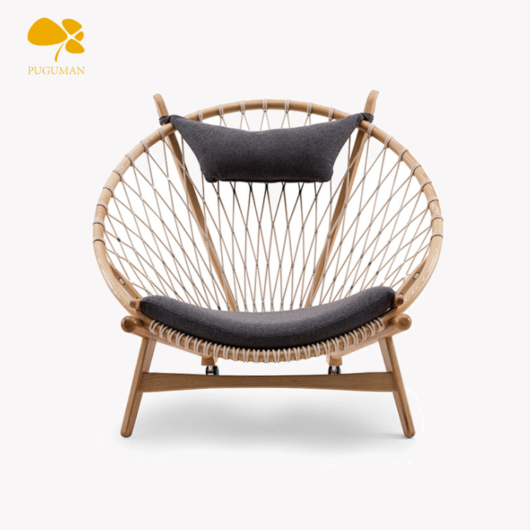 Pp130 circle chair fashion designer sofa white wax wood Wai chair peacock clasp ring lounge chair