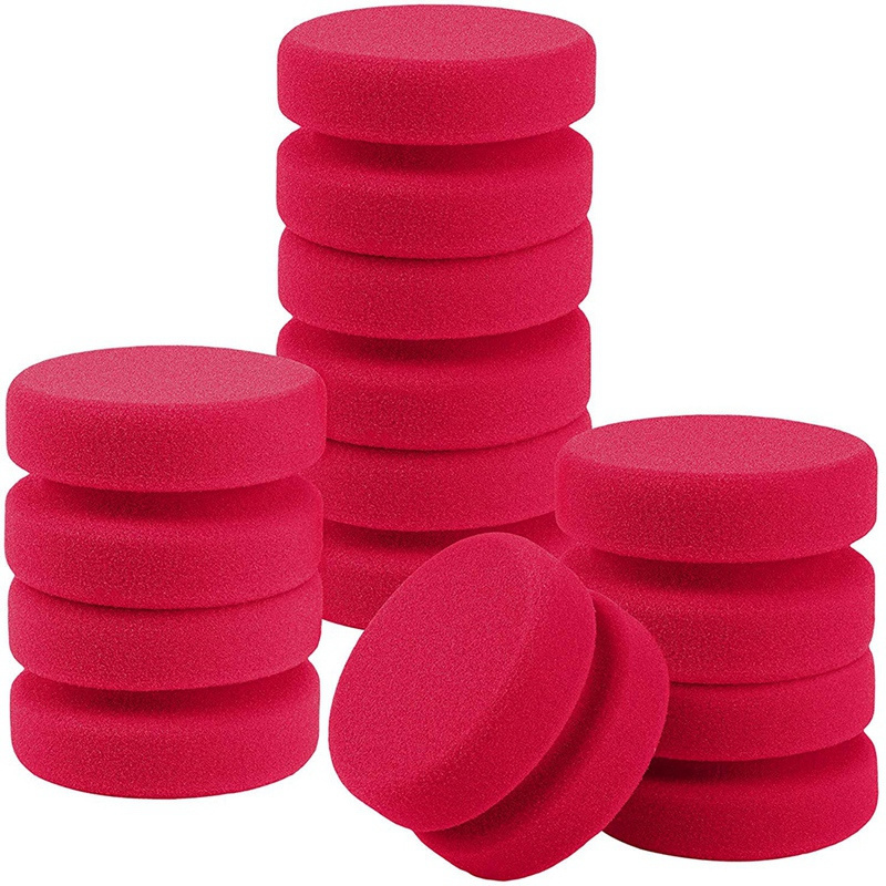 BONNO 8 Pack Red Paint Sponge Applicator Detail Sponge Paint Round Wax Applicator Tire Shine Applicator