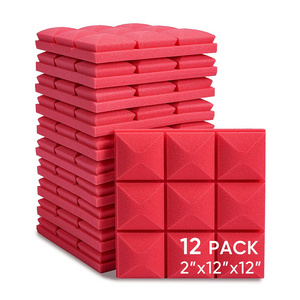 Red Acoustic Foam Panels 2" X 12" X 12" Studio Mushroom Tiles Sound Panels Sound Proof Foam Panels Soundproofing Padding