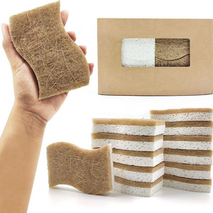 Custom Natural Kitchen Sponge Biodegradable Compostable Cellulose and Coconut Scrubber Sponge Eco Friendly Sponges for Dishes