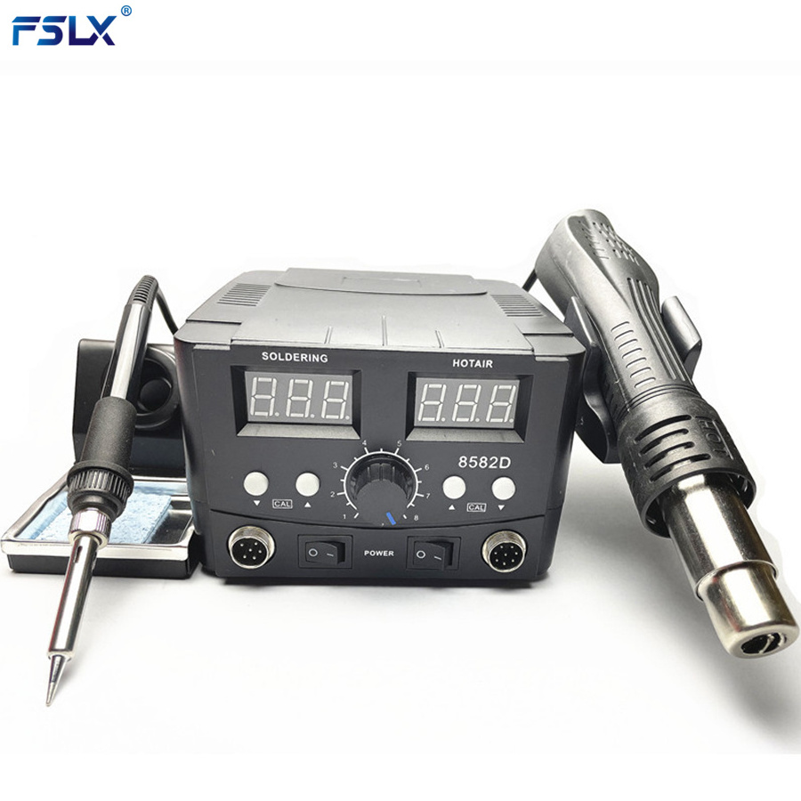 FSLX Electric Soldering Station Hot Air Heat Gun 750W Two-in-one Electric Soldering Iron Desoldering Welding Tools For Repairing