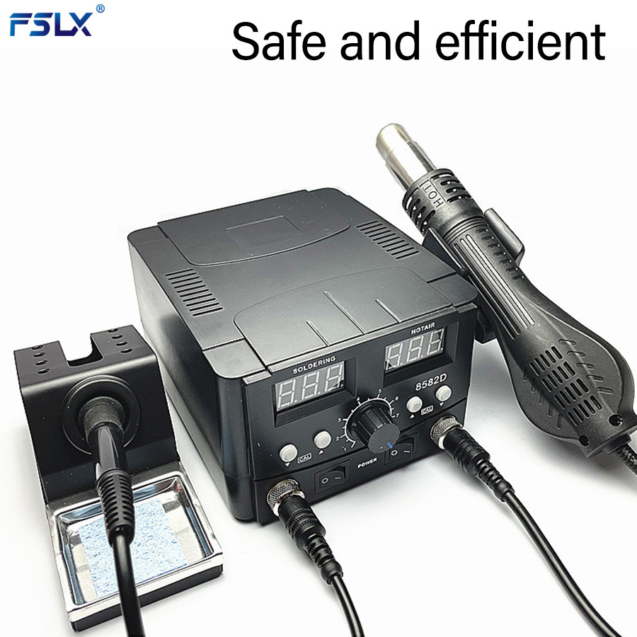 FSLX Electric Soldering Station Hot Air Heat Gun 750W Two-in-one Electric Soldering Iron Desoldering Welding Tools For Repairing