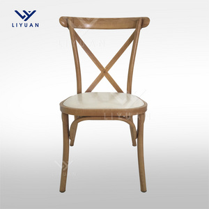 LIYUAN Wholesale Gold Cross Back Event Chairs metal wooden Wedding iorn chair For Sale