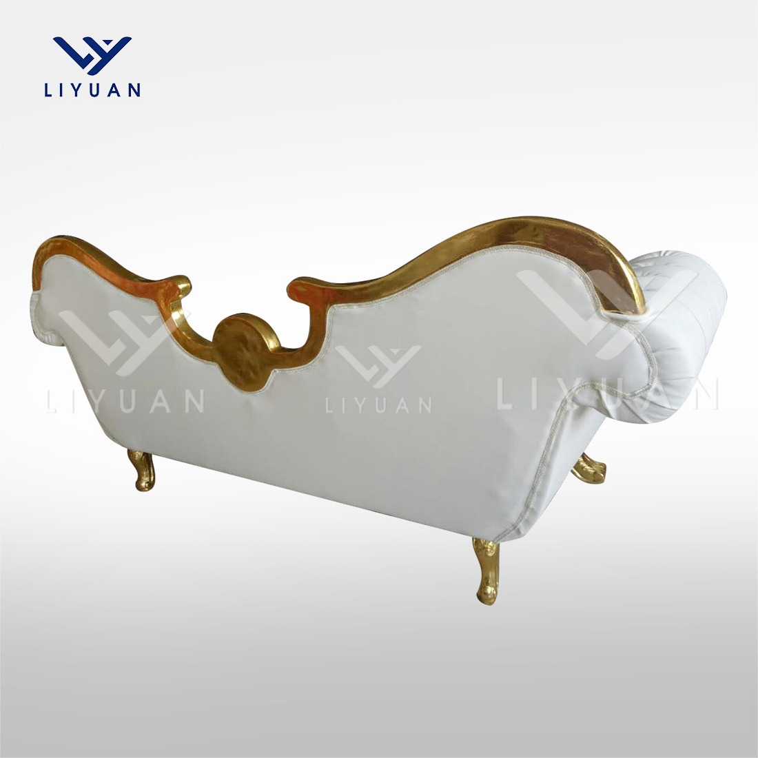 LIYUAN wedding suppliers gold sliver wedding king and queen chairs for sale double loveseat for bride and groom throne chair